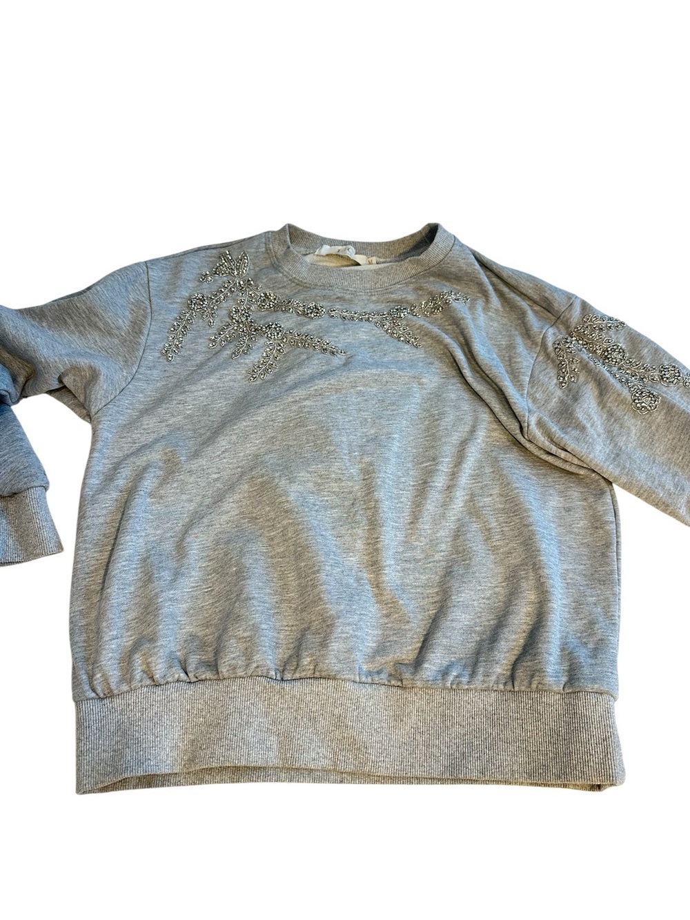 Rhinestone Embellished Lizette Collection Crewneck Sweater - Gray - Picture 3 of 15